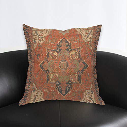 Aoyego Suike Tribal Pattern Throw Pillow Cover Flying Carpet National Ethnic Ride Vintage Tradition Culture Pillow Case 18X18 Inch Decorative Men Women Boy Girl Room Cushion Cover For Home Couch Bed #TOP1