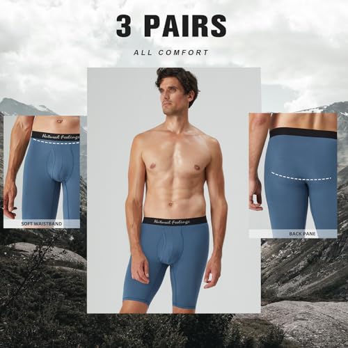 Natural Feelings Mens Underwear Modal Boxer Briefs 9 Inch Long Leg Boxer Briefs For Men Pack Xxl thumb #2