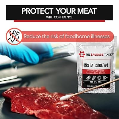 Insta Cure #1، ملح معالجة وردي 8 أونصة، مسحوق براغ، علاج سريع للحوم والنقانق ولحم الخنزير ولحم الخنزير المقدد، صنع في الولايات المتحدة الأمريكية - صانع النقانق