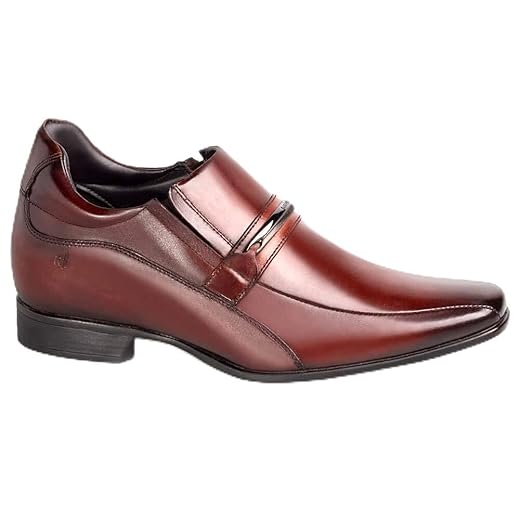 Sapato Social Couro Rafarillo Masculino Elástico Salto 7cm Mogno 40