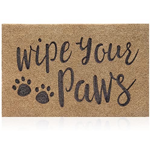 AAZZKANG Brown Door Mats for Home Entrance Outdoor Indoor Funny Wipe Your Paws Mat Easy to Clean Welcome Front Door Mat with Non Slip Rubber Backing