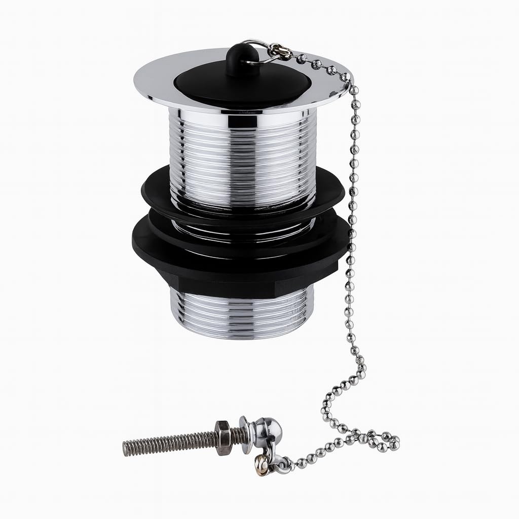 Basin Unslotted Waste with Poly Plug & Chain - Traditional Plug Waste for Basins Without Overflow