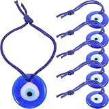 DIYEAH Colgante de Ojo Azul Turco de Cristal 2.5 Cm, 6 Piezas, Decoración Colgante para Pared, Amuleto Protector y Adorno de Estilo Turco para Hogar y Oficina