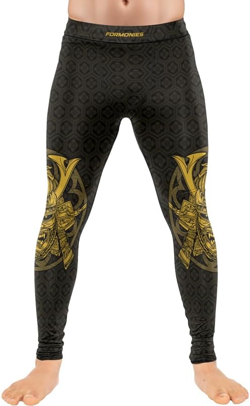 FORMONIES Samurai Combat Spats for Men – MMA Compression Leggings for Grappling Jiu Jitsu Pants Compression