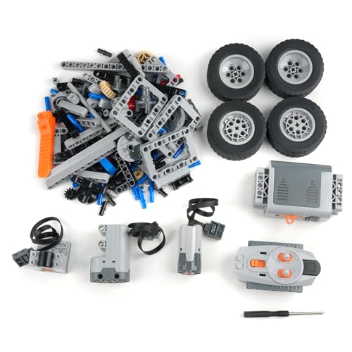 moc 4wd power function rc car chassis kit - technical building blocks with 624x20mm wheels m motor servo amp aa battery box for off-road climbing cars