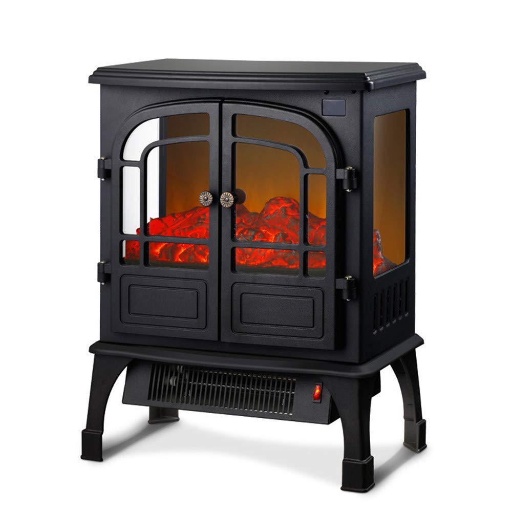 Amazon.com: ROLTIN Freestanding Electric Stove Fireplace Electric Fire  Place Indoor Heater with Glass View Log Wood Burning Effect Flame Black  Mini Stove Heater 43 Decibel Ultra Quiet 900W/ : Home u0026 Kitchen