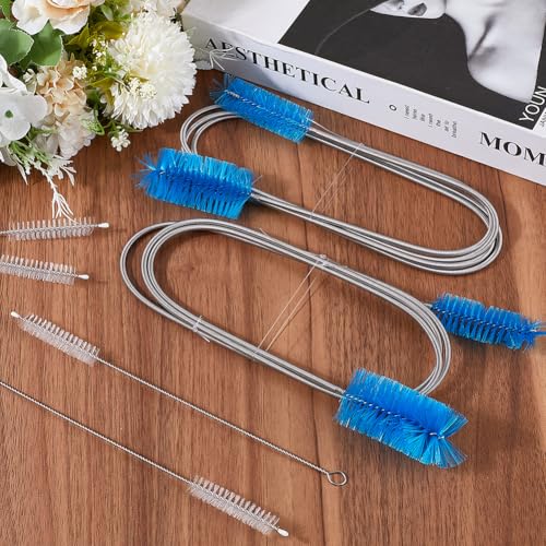 Image of GORGECRAFT 9Pcs Flexible Drain Brush Set Metal Stainless Steel Double Ended Elastic Hose Cleaners Long Straw Pipes Cleaning Tool Brushes for Home Bathroom Sink Shower Kitchen Plumbing
