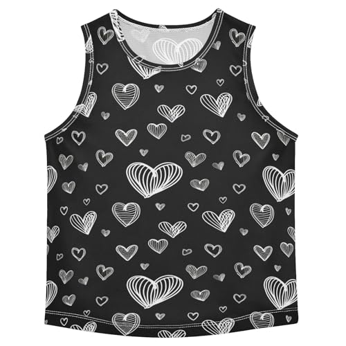 J JOYSAY Heart Shapes Black Boys Tank Top Sleeveless Muscle Shirts Quick Dry Kids T-Shirts 3-15T