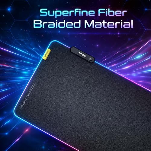 Image of Ant Esports MP385R RGB Gaming Mousepad, Large 650*300*3mm Speed Surface, Waterproof LED Desk Mat with 7 Colours & 3 Lighting Modes, Stitched Edges, Non-Slip Rubber Base for PC Gamers, Laptop - Black