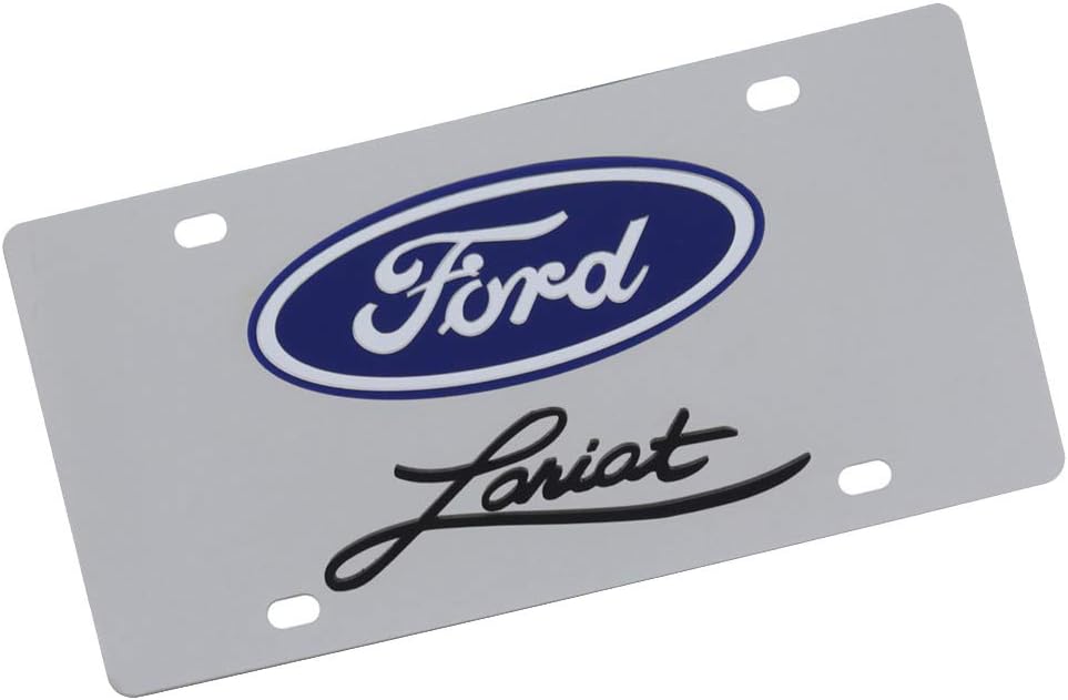 Eurosport Daytona- Compatible with -, Ford Lariat Logo, Stainless Steel License Plate