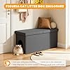 Fecuria 3-in-1 Cat Litter Box Enclosure with Odor Control, Multi-Functional Hidden Litter Box Furniture Bench, Dog Proof, Space-Saving Ottoman Cabinet with Flip-Up Lid, Storage Footrest, Dark Grey #4