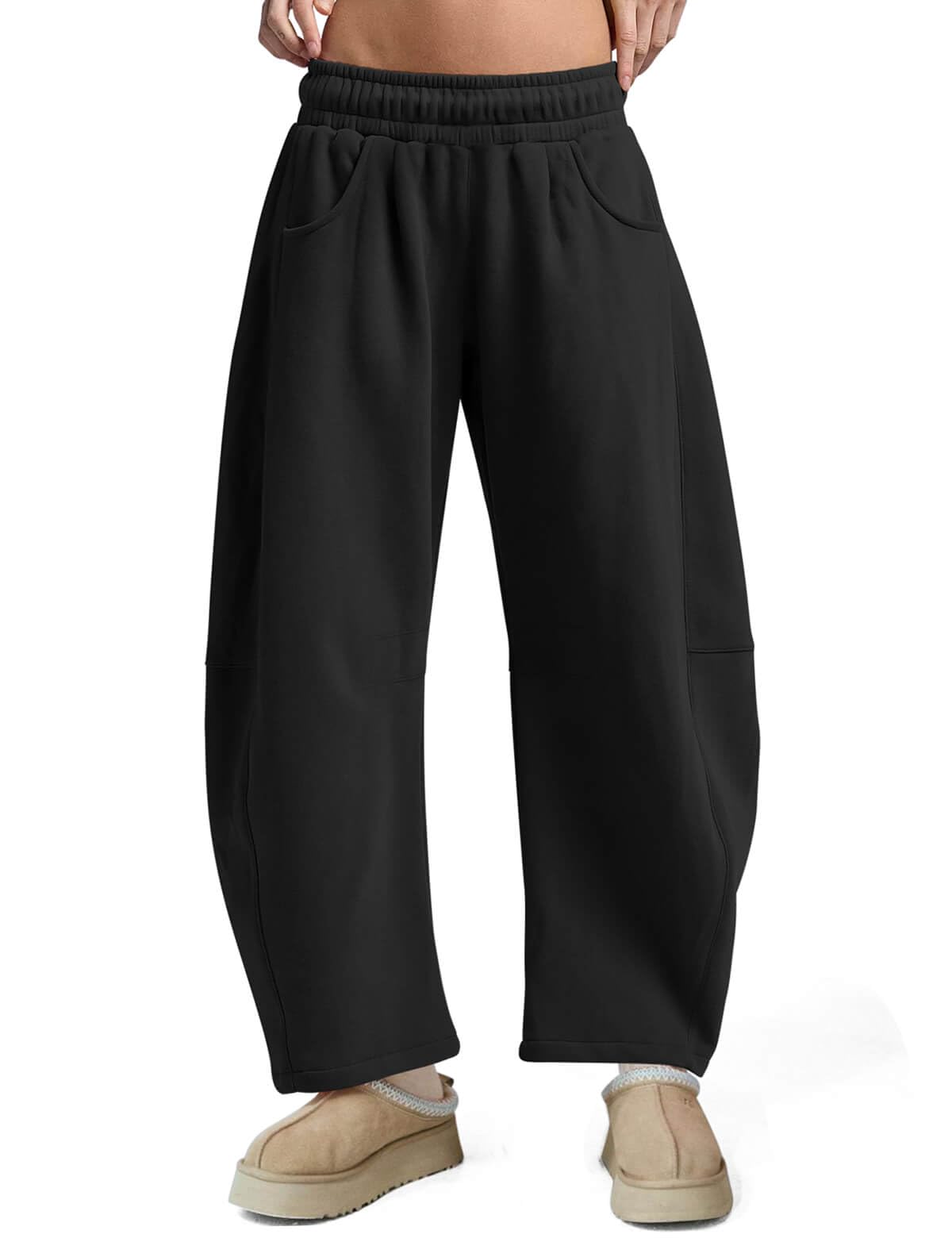 Womens Barrel Ankle Sweatpants Fleece Lined