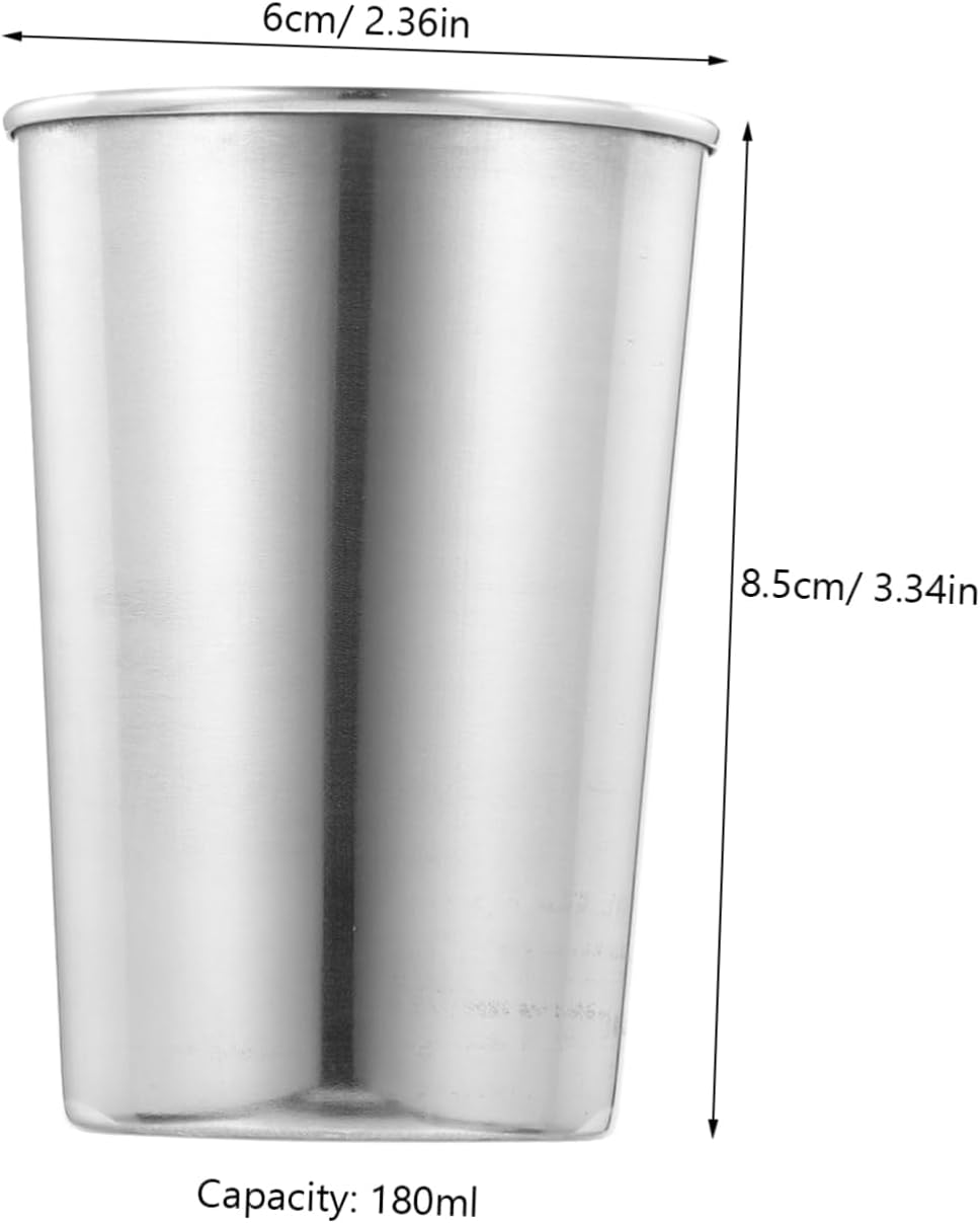 LIFKOME Stainless Steel Water Cup Tumbler for Beverages Smooth Surface Multi Use Bathroom and Home Drinkware Silver Design for Juice Soda and More