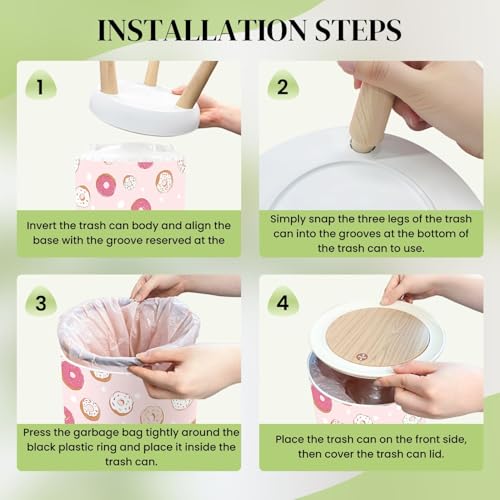Papelera Pequeña Redonda con Tapa Presion Rosa 7L miniatura 7