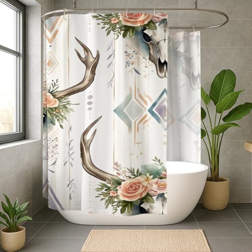 Rideau de douche extra large pour éviter les éclaboussures motif rustique bohème