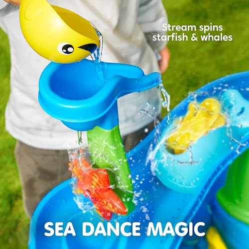 Play-Act Water Table for Toddlers, 3-Tier Water Sand Table Outdoor Play Toys for Kids Ages 2 3 4, includes 18 PCS Water & Sand Accessories, Ideal for Summer Beach Backyard Activities, 26" x 17" x 30"