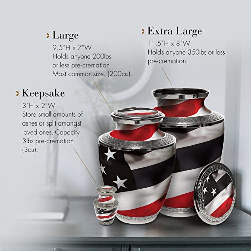 Image of Red Line Flag Cremation Urns for Human Ashes Adult Man & Urns for Ashes