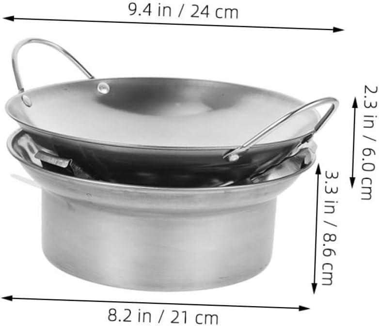 Cabilock Sturdy Stainless Steel Dry Pot Hot Pot Portable Cooking Divider Family Gatherings