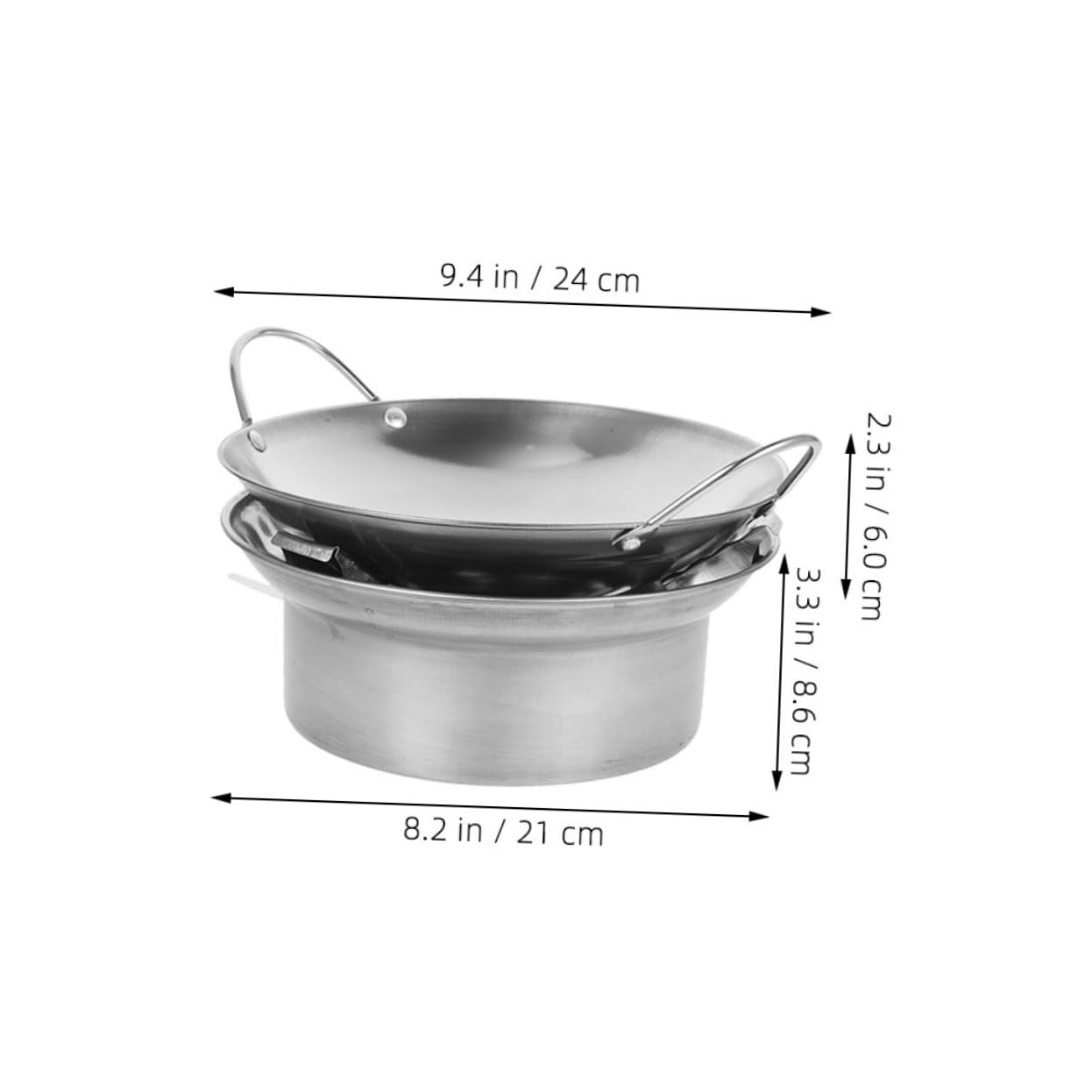 BRIGHTFUFU Stainless Steel Wok Pan Cooking Pot Portable Kitchen Cooking Pot for Camping Stew Pot Korean Cooking