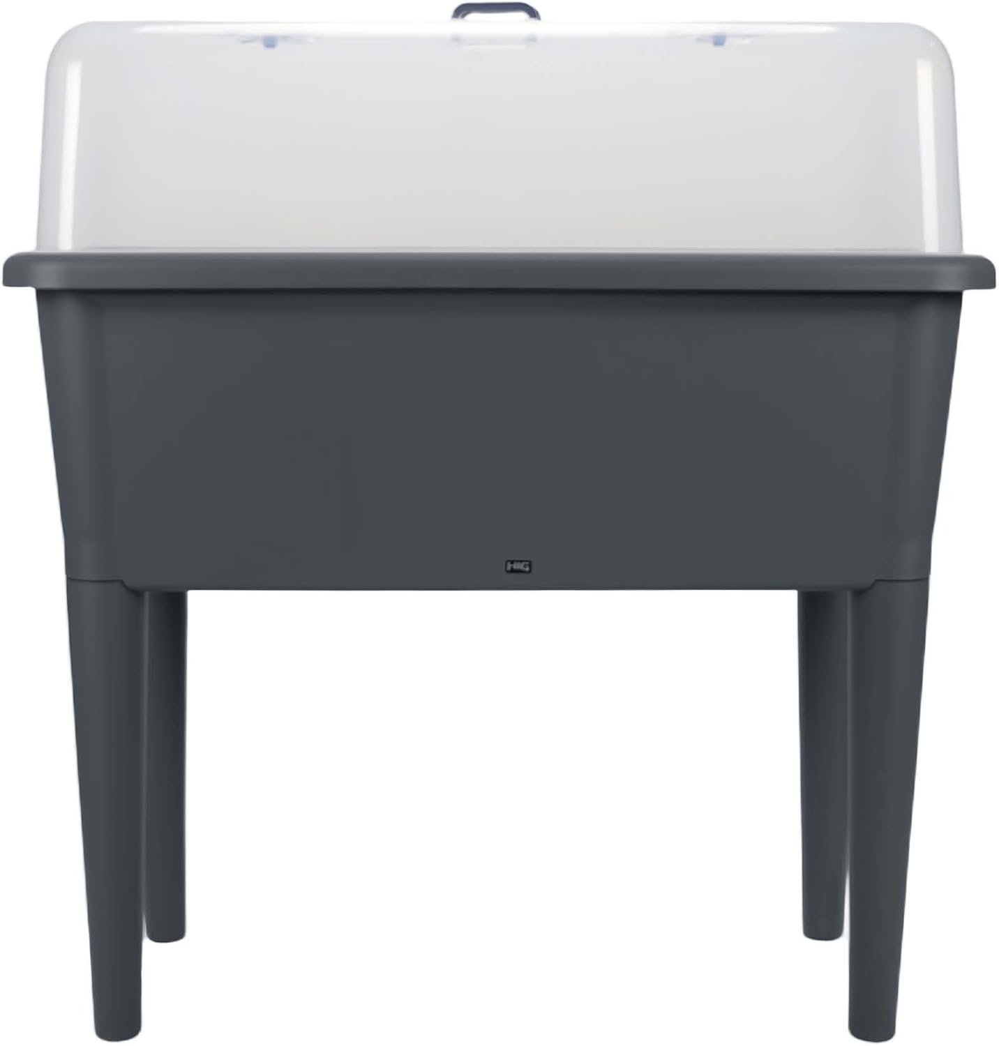 13.2 Gallon Self Watering Raised Garden Bed with or Without Transparent Ventilation Lid Greenhouse, Planter Box with Legs for Indoor/Outdoor Use, Ideal for Herbs & Vegetables (Grey, with Lid)