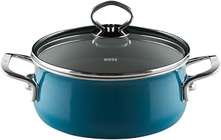 Riess, 0707-010, rondel ze szklaną pokrywką, NOUVELLE, AQUAMARIN bardzo mocny, średnica 16 cm, wysokość 14,5 cm, pojemność 1 litr, emalia