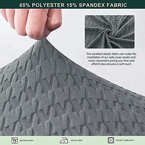 Chun Yi Stretch Houndstooth Separate Cushion Couch Cover And 2Pc Backrest Cushion Covers, 2 Seater Loveseat Sofa Slipcover Bundles T-Left And T-Right Couch Back Cushion Cover (Medium, Grey) #TOP3