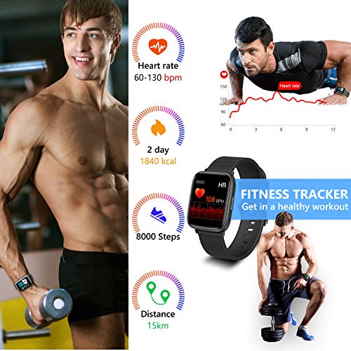 Mgaolo Fitness Tracker Smart Watch with Blood Pressure Heart Rate Sleep Monitor for Men and Women,Touch Screen Sport Modes Waterproof Activity Tracker with Pedometer for Fitbit Android and iPhone Blue