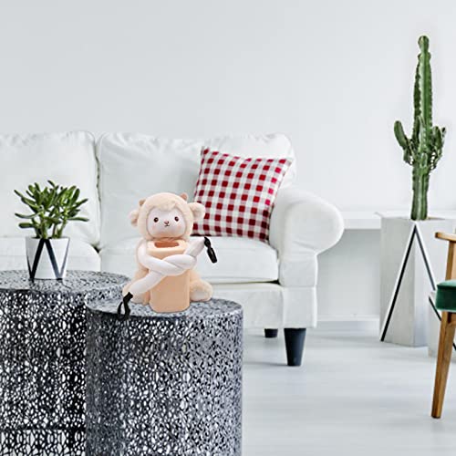 Cilindro de tecidos de carro | Caixas de tecido redondo bonito para carro com brinquedo de pelúcia p