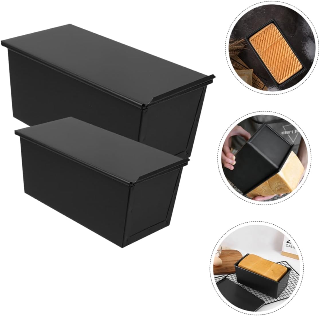 2pcs Bread Baking Kit Toast Mold Heat- Loaf Pan Lid Non-stick Bread Pan Easy to