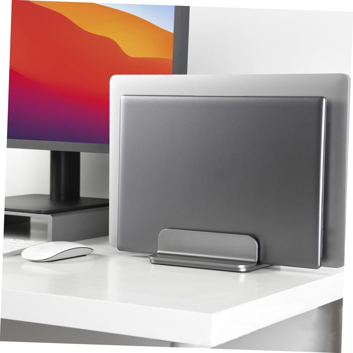 TEHAUX Soporte Vertical Doble para Portátil Base para Portátil de Aleación de Aluminio de Escritorio para Trabajo Oficina o Estudio para Tableta