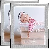 IZIDDO 8x10 Sparkle Picture Frame Pack of 2, Elegant Crystal Silver Glitter Mirror Glass Photo Frame
