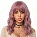 eNilecor Purple Wig Short Colorful Wavy Bob Wigs with Air Bangs 14" Natural Wigs for Women (Taro Purple)