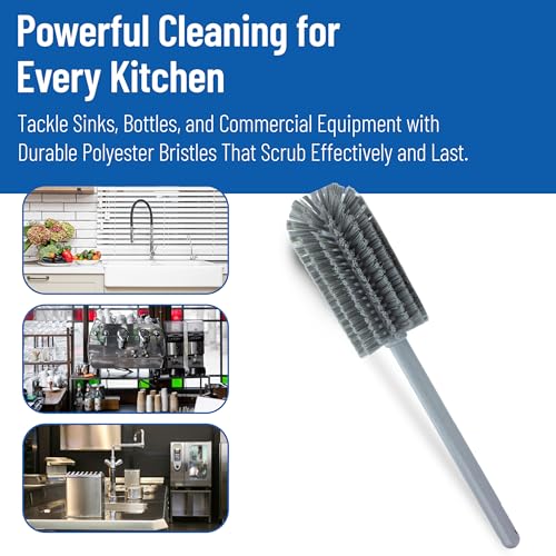 Image of SPARTA Large Water Bottle Brush Ideal for Wide-Mouth Jars, Bottles and Tumblers, Dishwashing Tool with Handle for Home and Commercial Kitchens, Plastic, 16 Inches, Gray (Pack of 4)