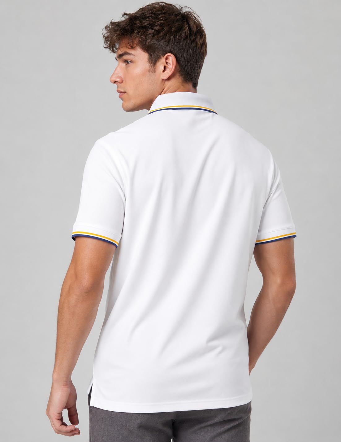 3-pak męskich koszulek polo do golfa Performance Dry Fit Tech z kieszenią na piersi, aktywne koszulki z krótkim rękawem, Granatowy (Midnight Navy/Biały/Czarny, M
