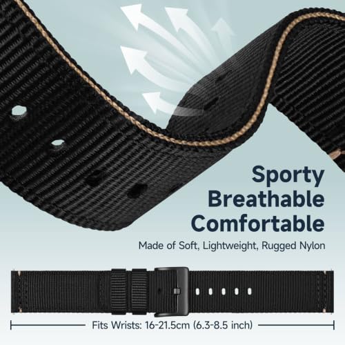 Image of WOCCI Nylon Watch Bands, Contrast Woven Design, Quick Release, Stainless Steel Buckle, Band Width 20mm 22mm 24mm 26mm
