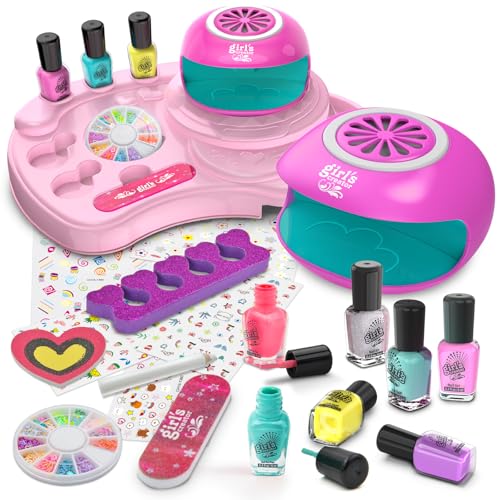 LemonDream Nagelstudio Kinder, Geschenk Mädchen 6 7 8 9 10 11 12-Jahre Kind für Nagellack Set, Geschenke für Kinder Make-up Set für Geburtstag Weihnachten Halloween Party