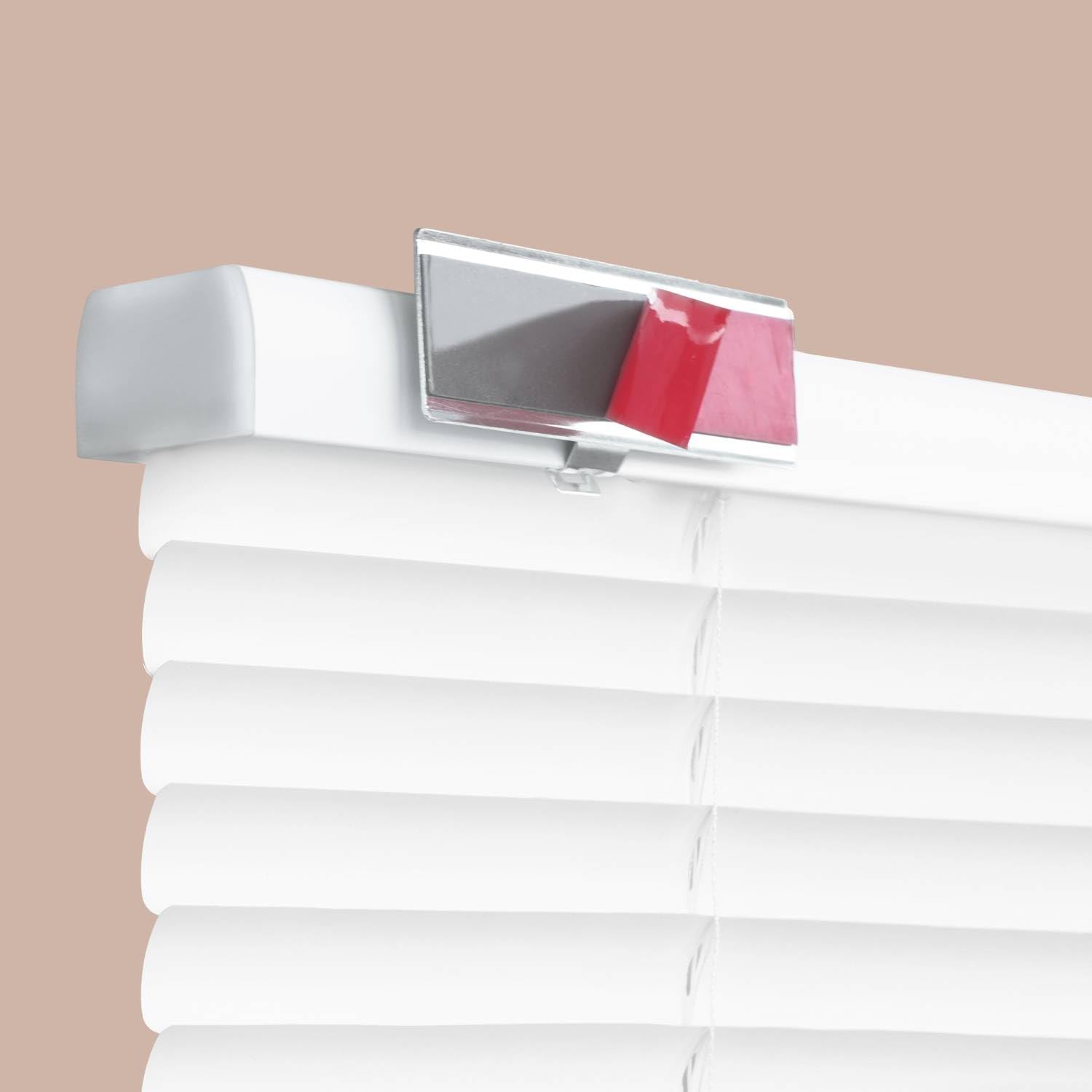 REGAL estate QuickInsta PeelMount No Drill No Tools 1" Cordless Mini Blinds, 34.5" W x 64" H,White