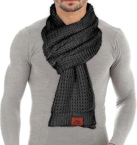 Loowoko Bufanda hombre mujer invierno, Bufanda larga clásica de tejido waffle con acabado en cuero genuino 180 * 30cm, Regalo para hombre mujer | Ya disponible en tu tienda friki favorita! En mundofriki.es!