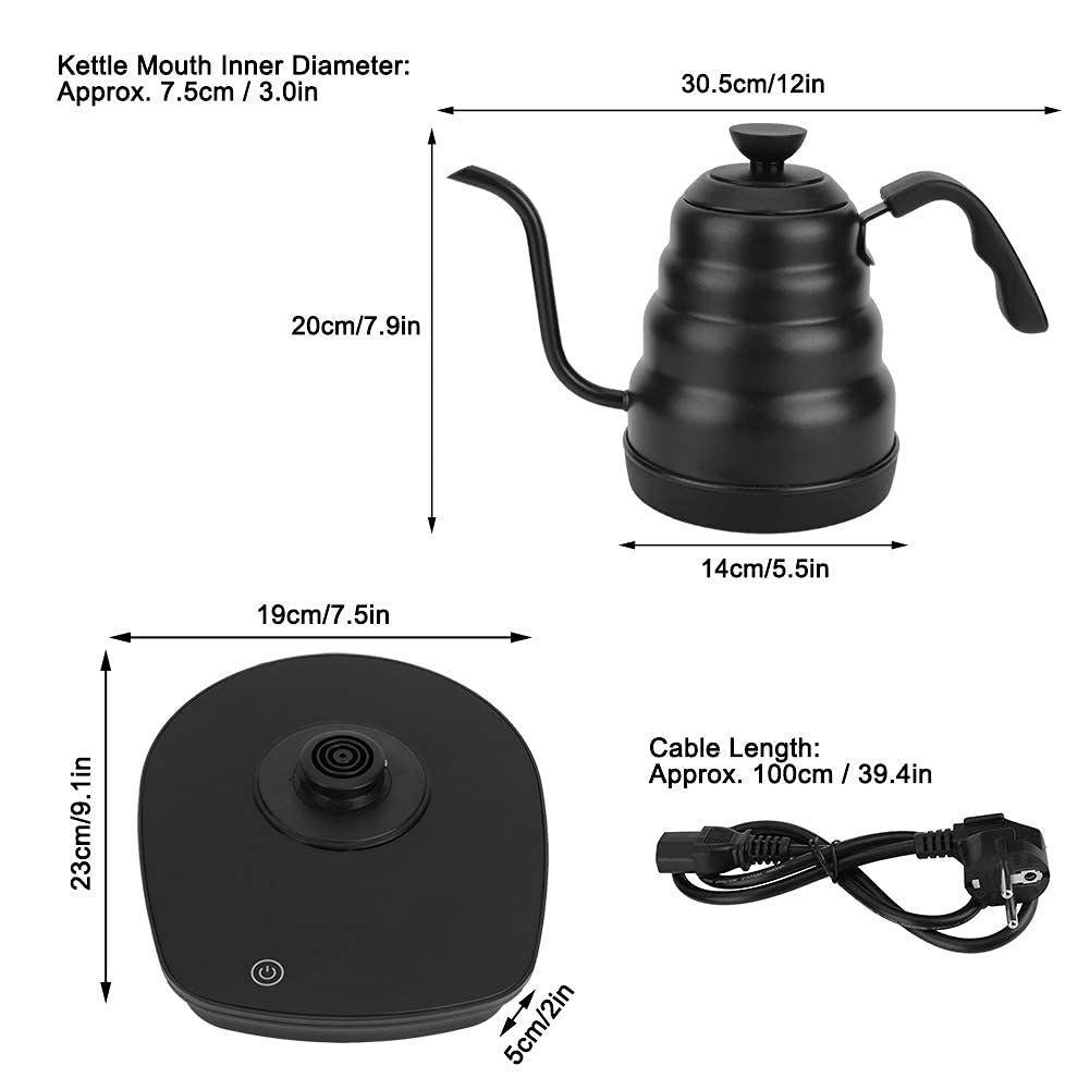 Bollitore Elettrico a Collo di Cigno con Schermo di Visualizzazione Controllo della Temperatura Variabile per Versare sul Bollitore per Caffè e Bollitore per tè, Tenere in caldo, Ebollizione Rapida