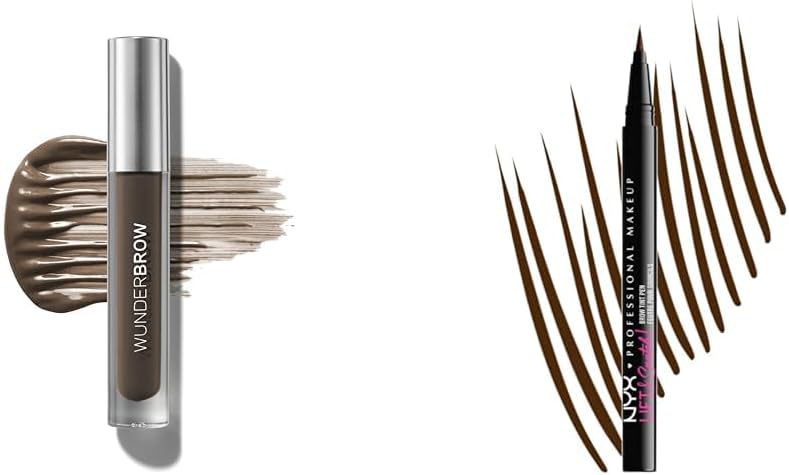 WUNDERBROWWaterproof Eyebrow Gel and NYX PROFESSIONAL MAKEUP Lift & Snatch Eyebrow Tint Pen Bundle, Black/Brown and Espresso