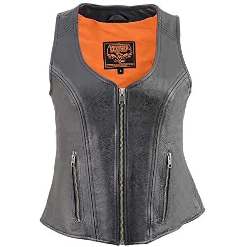 Image of Milwaukee Leather Premium Motorcycle Biker Rider Leather Vest for Women |LKL|ML|MLL|SH