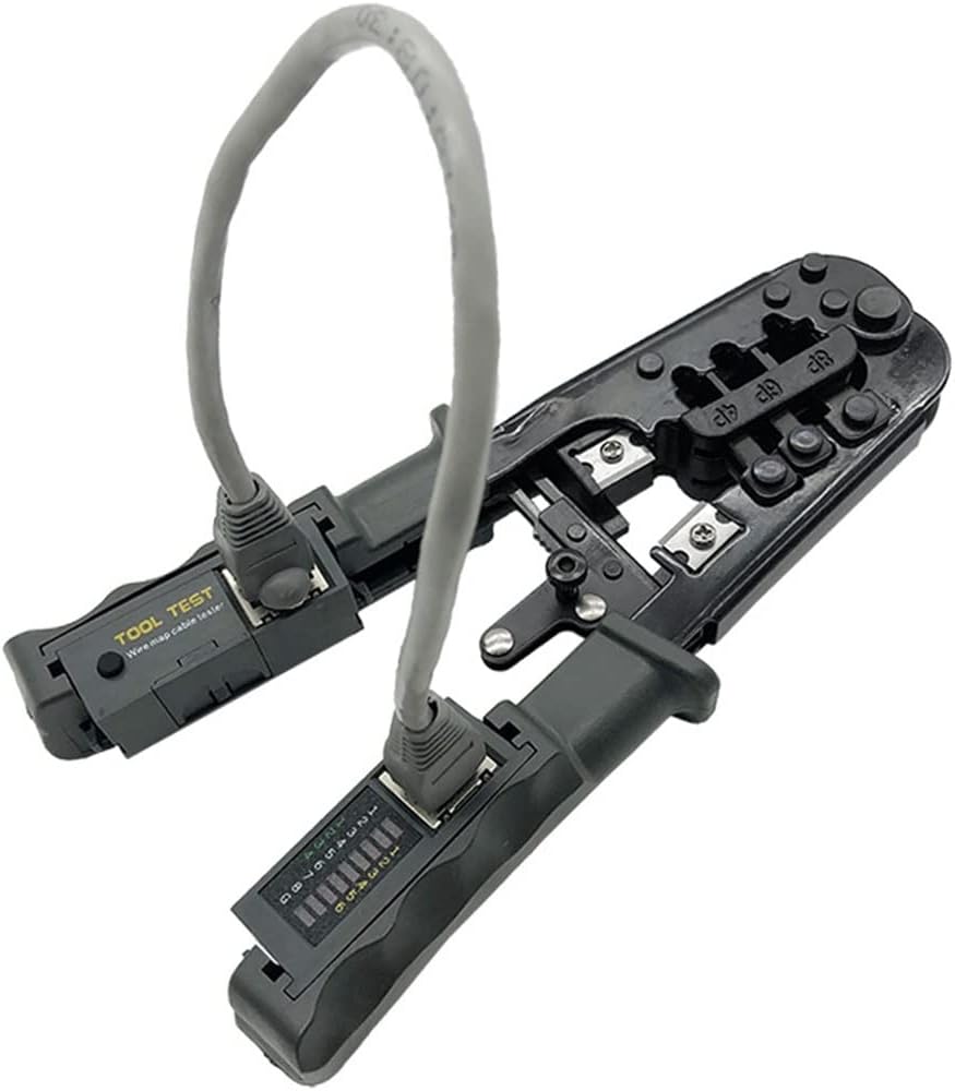 Crimper Network Cable Tester Cutting Tool for Cat7 Cat6 Cat5 RJ11 RJ12 RJ45 Crimper Metal Clip