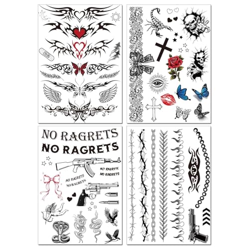 Barbed Wire Temporary Tattoo No Ragrets Halloween Costume Tattoos Stickers For Adults Men Women