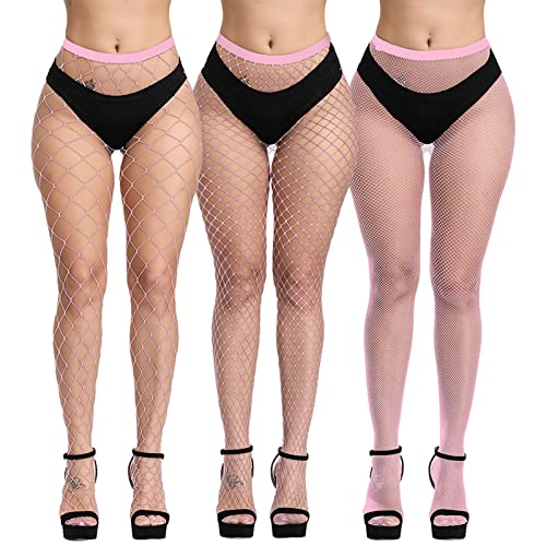 Image of Blostirno Women's High Waist Fishnet Stockings Tights Thigh Highs Pantyhose Sexy Stocking