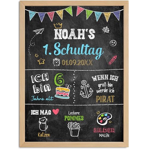 SpecialMe® Tafel-Poster zur Einschulung – personalisiert mit Namen &...