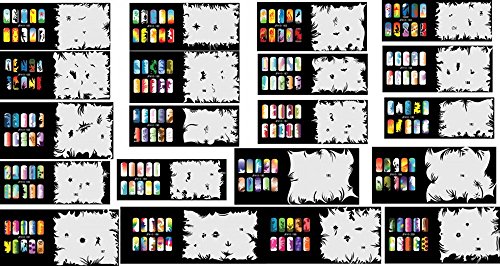 Reuseable Airbrush Nail Art Stencil 400 DESIGNS - 20 Template Sheets Kit