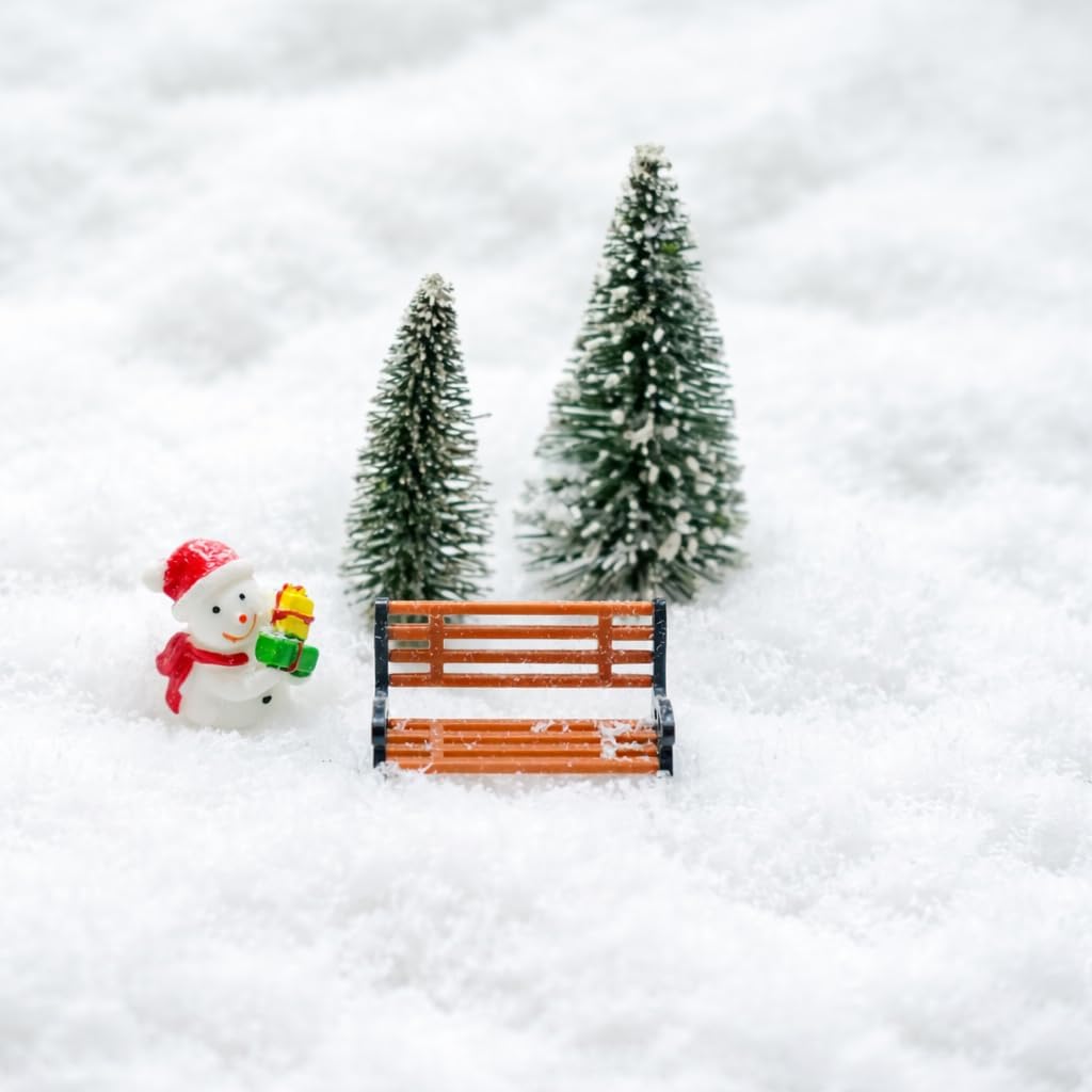 3 Pcs Dollhouse Mini Christmas Village Benches 1:25 Scale, Miniature Park Benches, Diorama Landscape Decorations, Accessories for Train Station Platform and Architectural Models