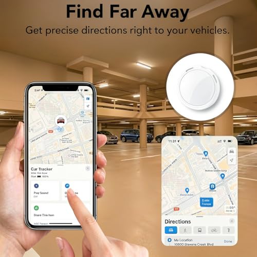 2 Pack GPS Tracker for Vehicles Works with Apple Find My(iOS Only) Mini Real-Time Hidden Car Locator Air Tracker Tag Undetectable Tracking Device for Car Global Coverage No Monthly Fee or SIM Required