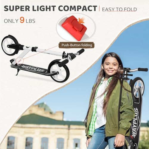 Image of WAYPLUS Kick Scooter for Ages 6+,Kid,Teens & Adults.8 Big Wheels,240lb
