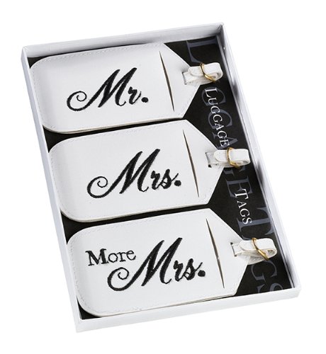 Lillian Rose 3 Mr. Mrs. More Matching Couple Luggage Tags,White,Medium,TR650 MM